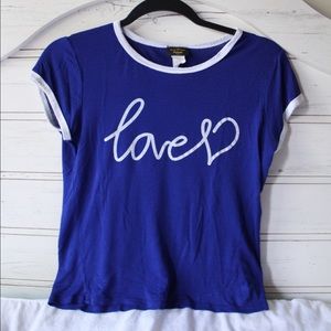 Blue “Love” Short Sleeve Tee Medium Top